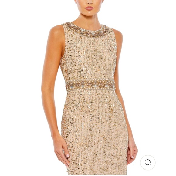 NWOT Mac Duggal gold cocktail midi dress - Picture 2 of 16
